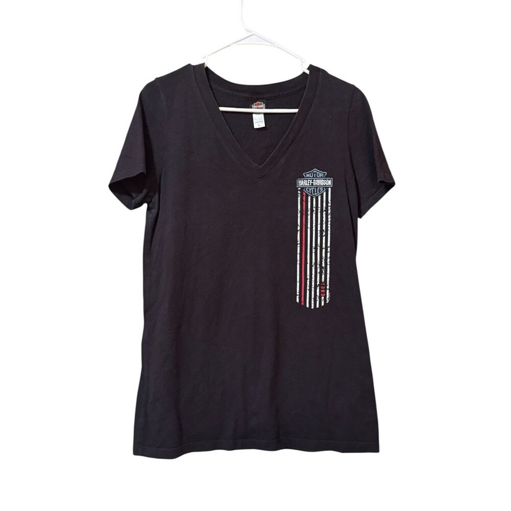 Harley Davidson Motorcycles Women’s V-Neck Size Large Waukon Iowa T‎ Shirt